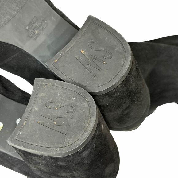 Stuart Weitzman Hiline Black Suede OTK Boots 3.5” Block Heel Size 10M Rare Chic - Picture 13 of 16